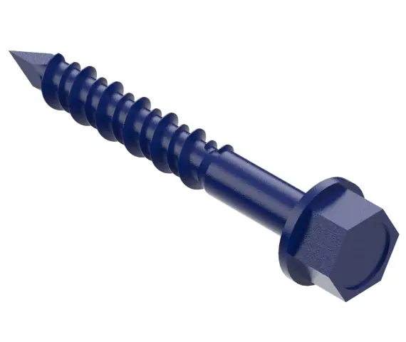 Crafted Flange Hex Head Concrete Screws Unslotted High-Low Thread 3/16 in x 1-1/4 in Steel Blue Ruspert