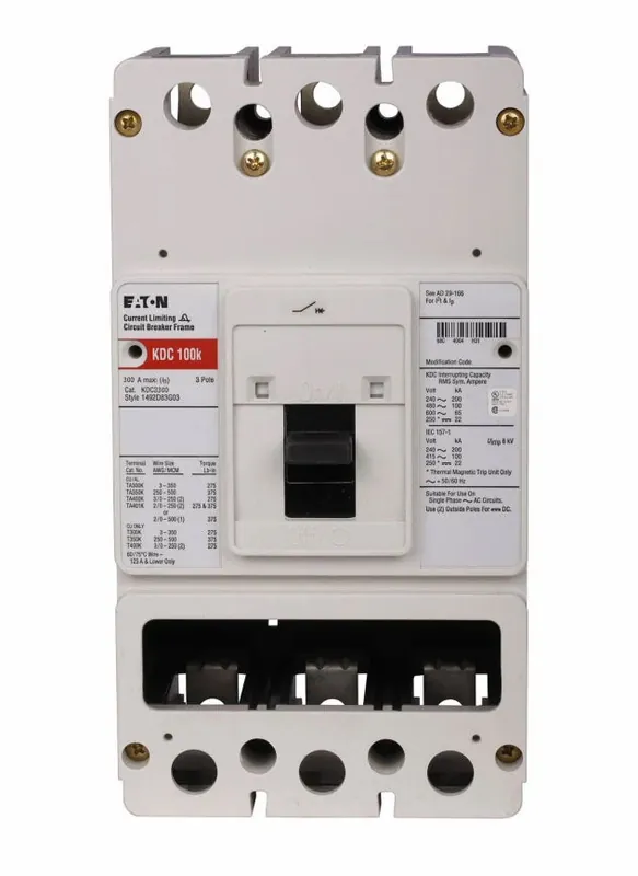 Secure Checkout KDC3300W - Eaton - Molded Case Circuit Breaker - Bolt-On - 300 Amp - 3 Pole - 600 Volt