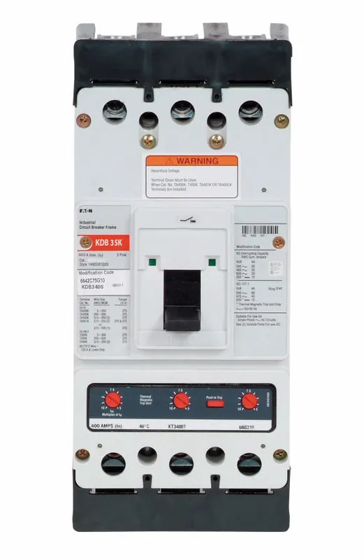 One Day Deal KDB3400C - Eaton - Molded Case Circuit Breaker - Feed-Thru - 400 Amp - 3 Pole - 600 Volt