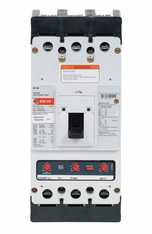 Best Choice KDB3250X - Eaton - Molded Case Circuit Breaker - Feed-Thru - 250 Amp - 3 Pole - 600 Volt
