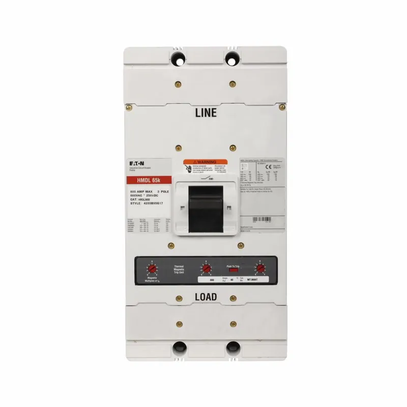 Budget HMDL3800Y - Eaton - Molded Case Circuit Breaker - Feed-Thru - 800 Amp - 3 Pole - 600 Volt