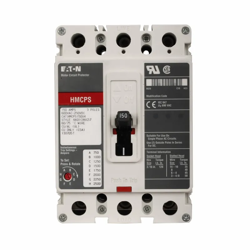Seasonal Sale HMCPS015E0 - Eaton - Molded Case Circuit Breaker - Feed-Thru - 15 Amp - 3 Pole - 600 Volt
