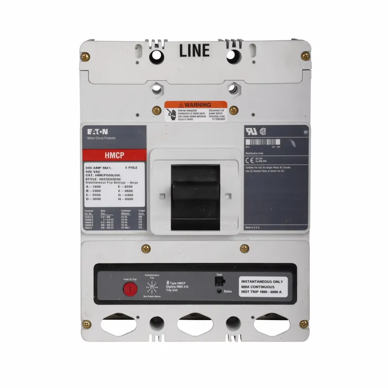 HMCP600L6X - Eaton - Molded Case Circuit Breaker - Bolt-On - 600 Amp - 3 Pole - 600 Volt Direct From Manufacturer