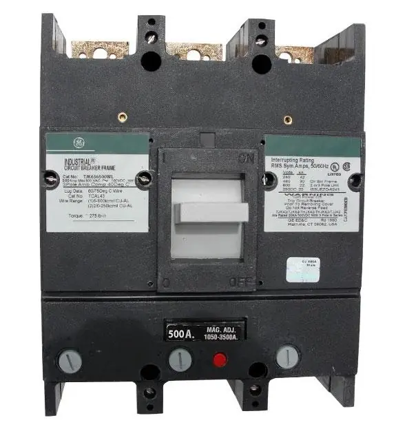 Premium TJK636500 - GE - Molded Case Circuit Breaker - Feed-Thru - 500 Amp - 3 Pole - 600 Volt