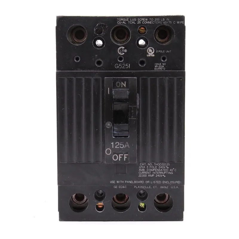 High Quality THQD32125 - GE - Molded Case Circuit Breaker - Feed-Thru - 125 Amp - 3 Pole - 240 Volt