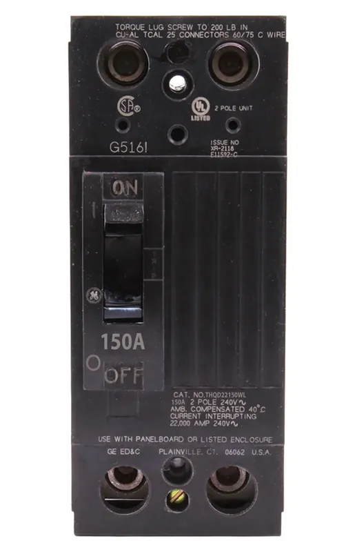 THQD22150 - GE - Molded Case Circuit Breaker - Feed-Thru - 150 Amp - 2 Pole - 240 Volt Buy Direct