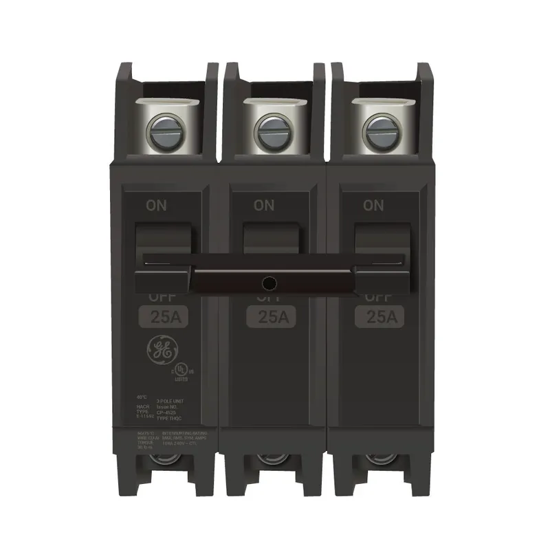 Place Order THQC32025 - GE - Molded Case Circuit Breaker - Feed-Thru - 25 Amp - 3 Pole - 240 Volt
