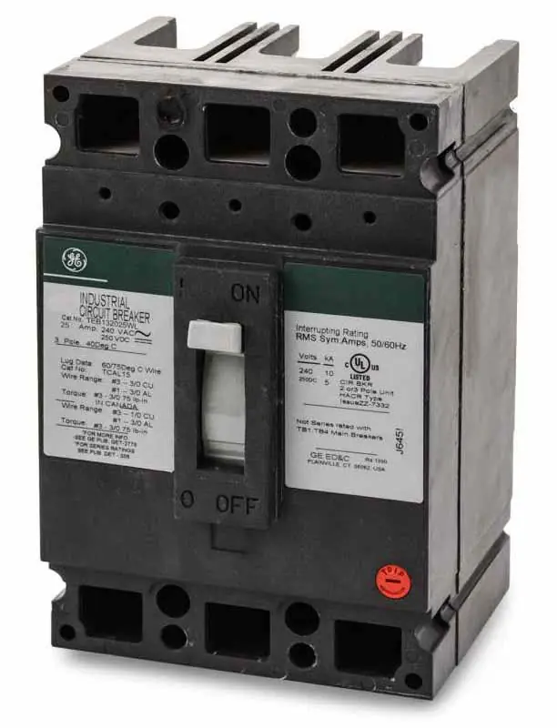 Affordable TEB132025 - GE - Molded Case Circuit Breaker - Feed-Thru - 25 Amp - 3 Pole - 240 Volt