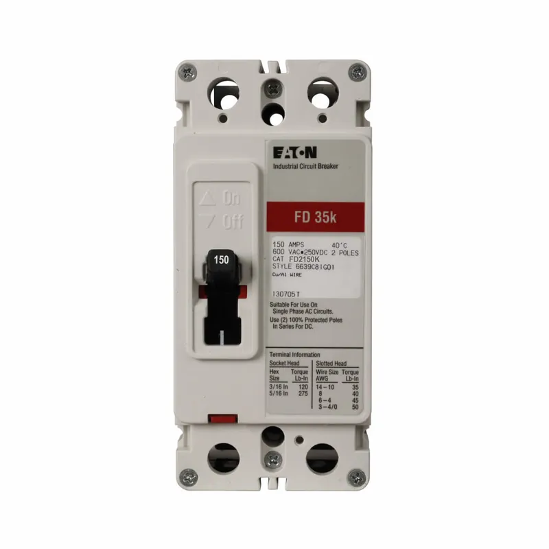 No Minimum Order FD2150K - Eaton - 150 Amp Molded Case Circuit Breaker - Bolt-On - 150 Amp - 2 Pole - 600 Volt