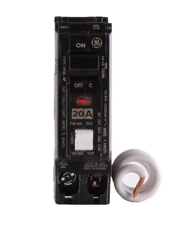 Exclusive Offer THHQL1120AF2 - GE 22kA AFCI Circuit Breaker - Plug-In - 20 Amp - 1 Pole - 120 Volt