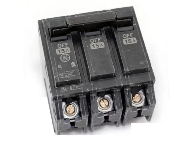 Instant Buy TXQB32015 - GE 15 Amp Molded Case Circuit Breaker - Bolt-On - 15 Amp - 3 Pole - 240 Volt