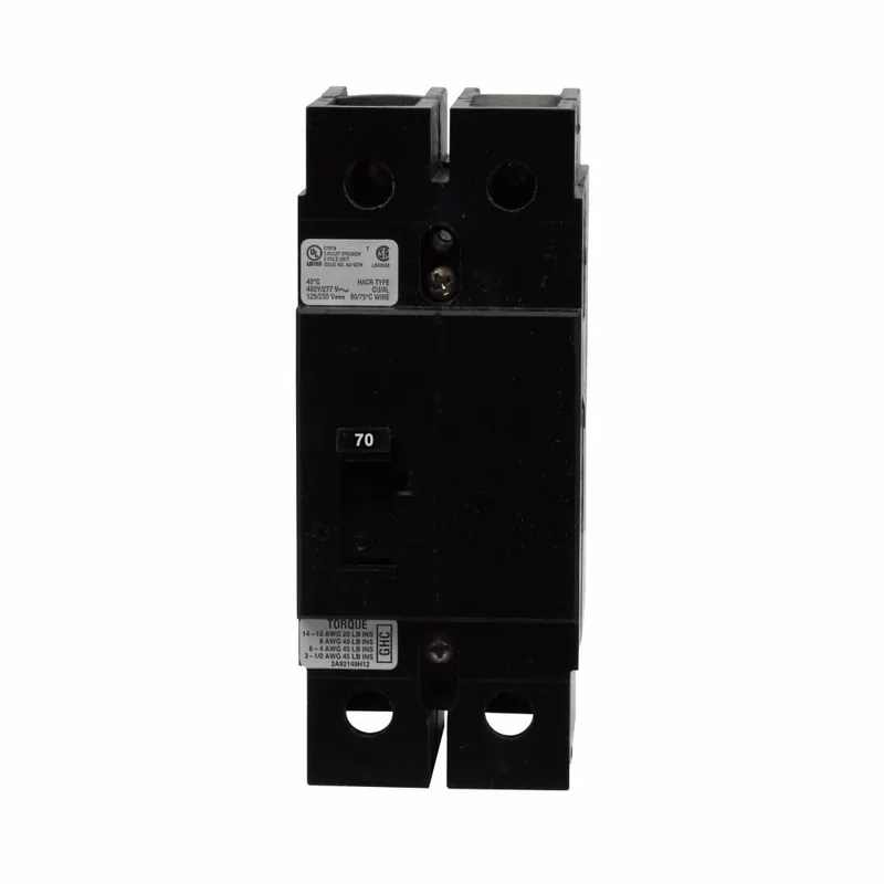 GHC2070 - Eaton - Molded Case Circuit Breaker - Feed-Thru - 70 Amp - 2 Pole - 480 Volt Reduced Price