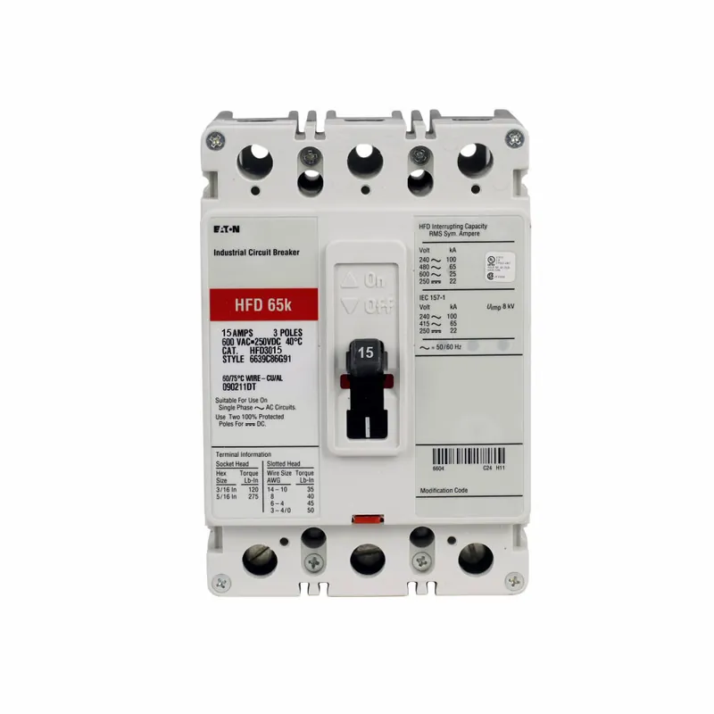 HFD3015LA02 - Eaton - Molded Case Circuit Breaker - Bolt-On - 15 Amp - 3 Pole - 600 Volt Exclusive Offer