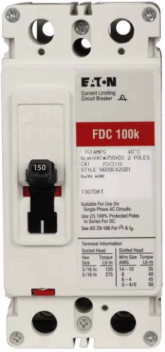 Limited Edition FDC2150 - Eaton - Molded Case Circuit Breaker - Bolt-On - 150 Amp - 2 Pole - 600 Volt