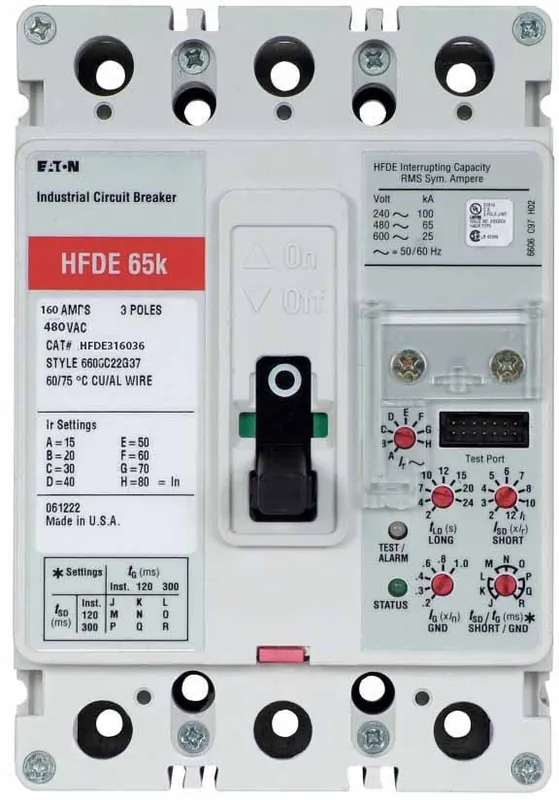 Flash Sale HFDE316036 - Eaton - Molded Case Circuit Breaker - Feed-Thru - 160 Amp - 3 Pole - 480 Volt