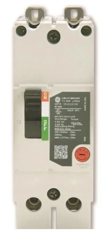 Price Cut TEYD2015B - GE - Molded Case Circuit Breaker - Bolt-On - 15 Amp - 2 Pole - 480 Volt
