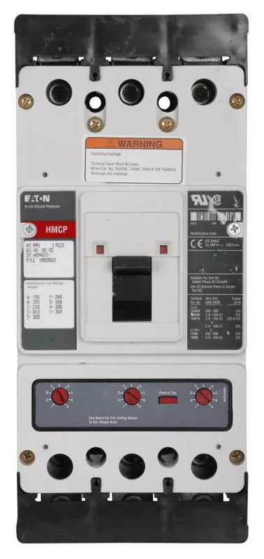 HMCP400J5C - Eaton - Molded Case Circuit Breaker - Feed-Thru - 400 Amp - 3 Pole - 600 Volt Handmade
