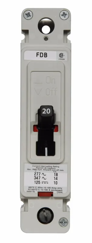Free Delivery FDB1020L - Eaton - 20 Amp Molded Case Circuit Breaker - Bolt-On - 20 Amp - 1 Pole - 347 Volt