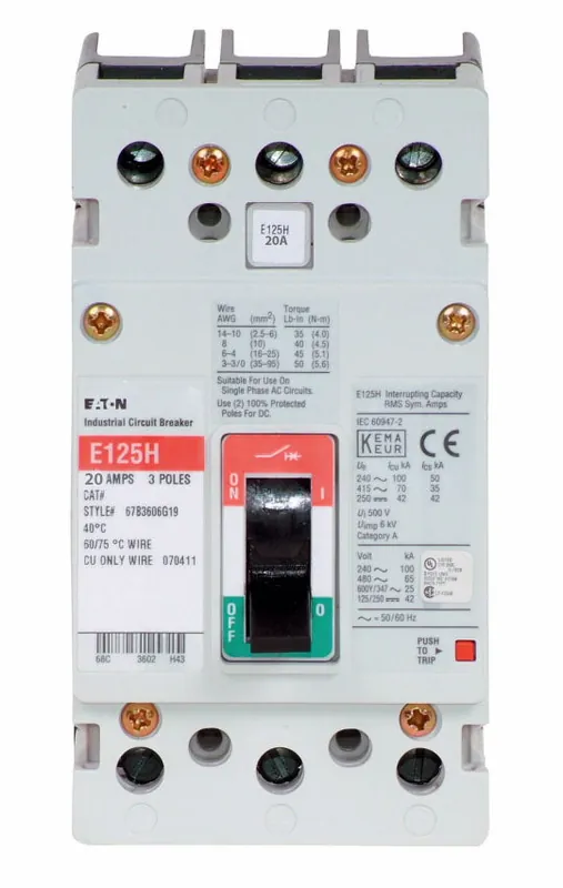 Don’t Miss Out EGS3020FFG - Eaton - Molded Case Circuit Breaker - Feed-Thru - 20 Amp - 3 Pole - 600 Volt