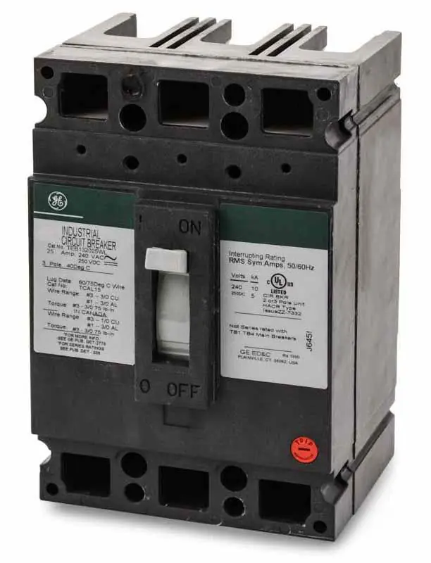 Exclusive TEB132025WL - GE - Molded Case Circuit Breaker - Feed-Thru - 25 Amp - 3 Pole - 240 Volt