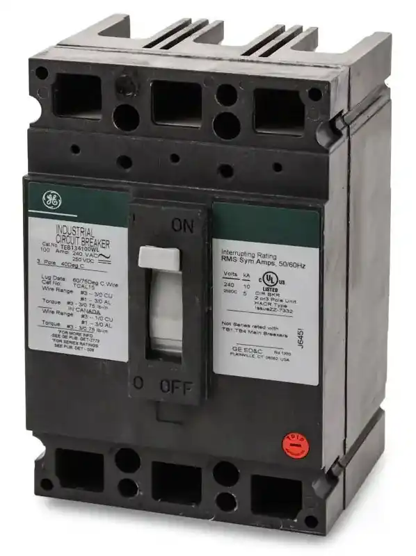 TEB134100WL - GE - Molded Case Circuit Breaker - Feed-Thru - 100 Amp - 3 Pole - 240 Volt Best Seller