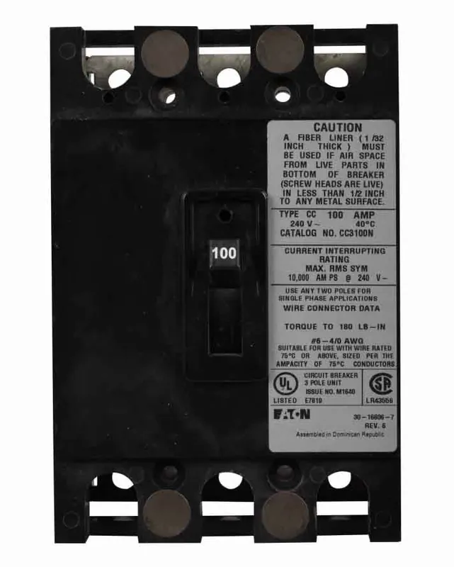 Wholesale CC3100N - Eaton - Main Circuit Breaker - Feed Thru - 100 Amp - 3 Pole - 240 Volt