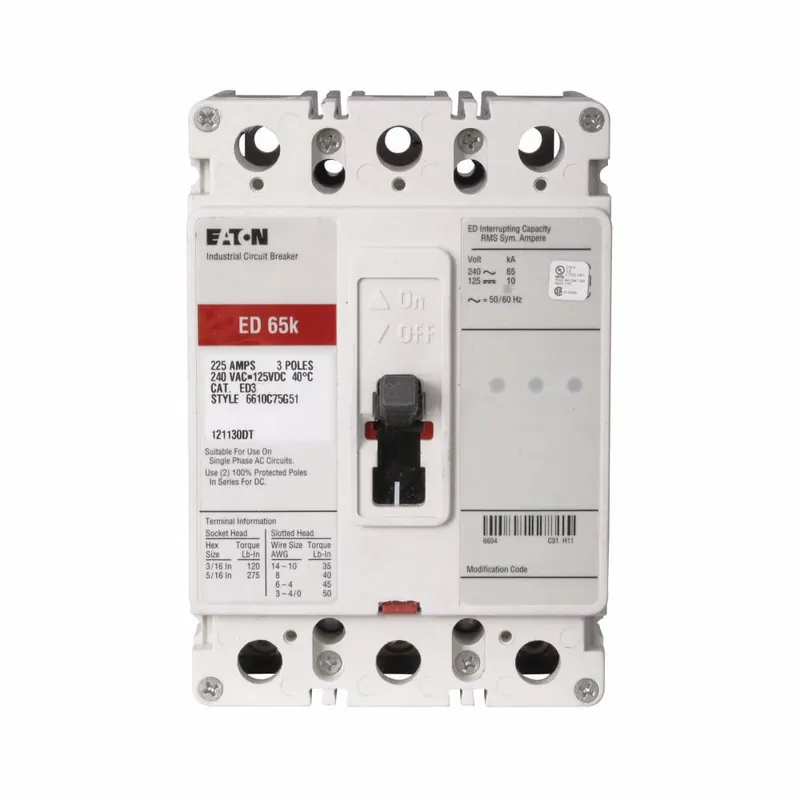 EDB3175L - Eaton - Molded Case Circuit Breaker - Feed-Thru - 175 Amp - 3 Pole - 240 Volt Popular