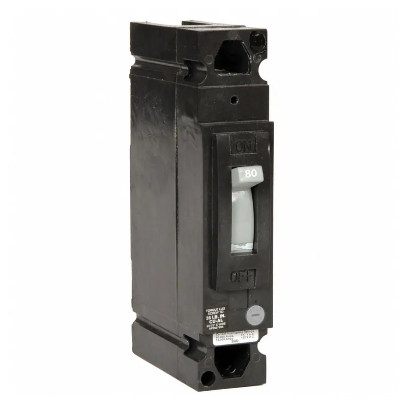 Low Price TED113080WL - GE - Molded Case Circuit Breaker - Feed-Thru - 80 Amp - 1 Pole - 277 Volt