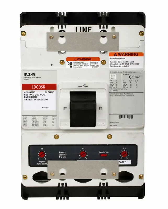 Free Delivery LDC3400 - Eaton - Molded Case Circuit Breaker - Feed-Thru - 400 Amp - 3 Pole - 600 Volt