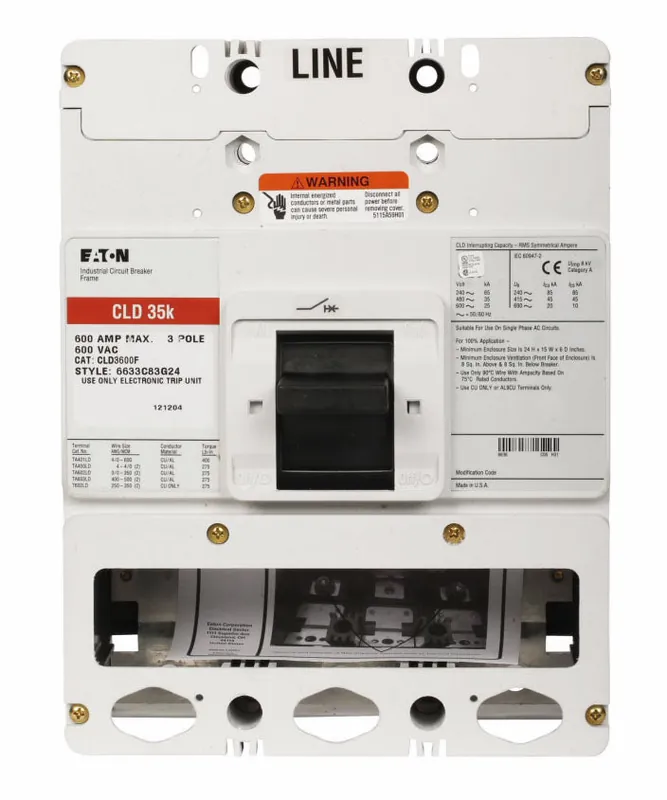 Final Sale CLDC3600F - Eaton - Molded Case Circuit Breaker - Bolt-On - 600 Amp - 3 Pole - 600 Volt