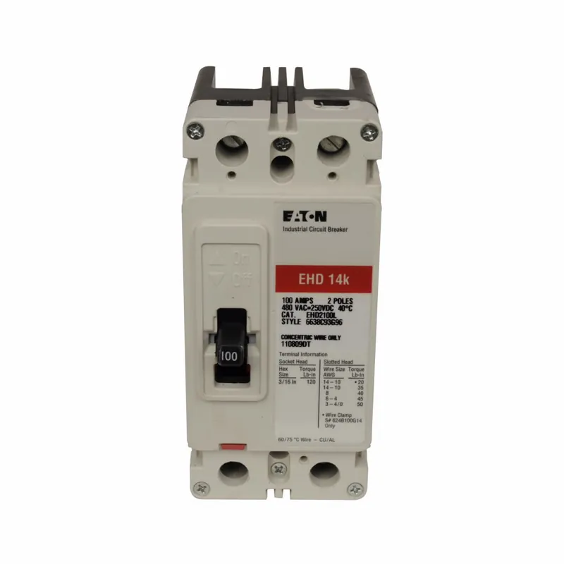 Trending EHD2080L - Eaton - Molded Case Circuit Breaker - Feed-Thru - 80 Amp - 2 Pole - 480 Volt