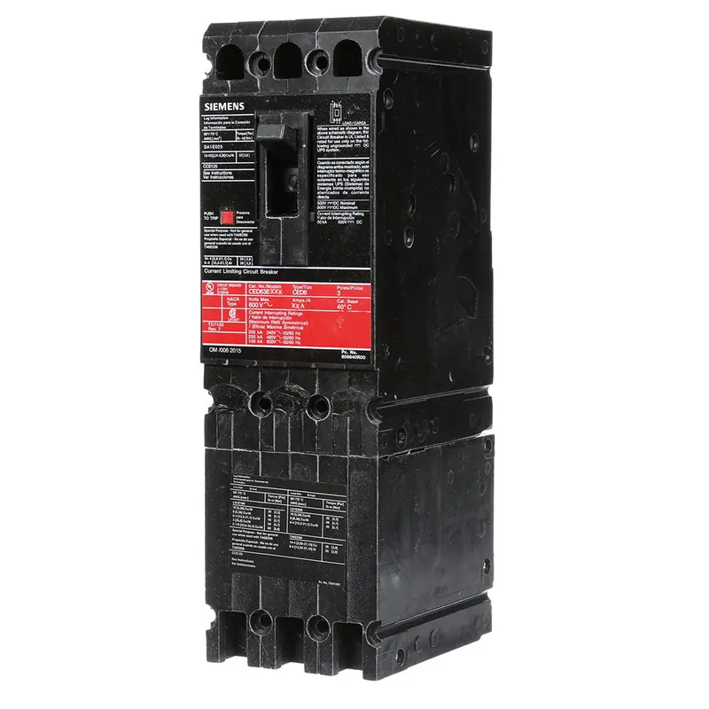 Worldwide Shipping CED63S125A - Siemens - Molded Case Circuit Breaker - Bolt-On - 125 Amp - 3 Pole - 600 Volt