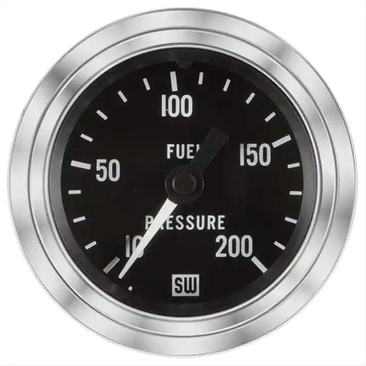 Hot Deal Stewart Warner Fuel Pressure Gauge 200 PSI Chrome Bezel - 82325