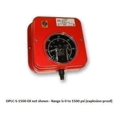 In Demand Murphy Explosion-Proof 0-1500 PSI Surface Mount Pressure Swichgage with Low Limit Lockout Switch - OPLC-S-1500-EX