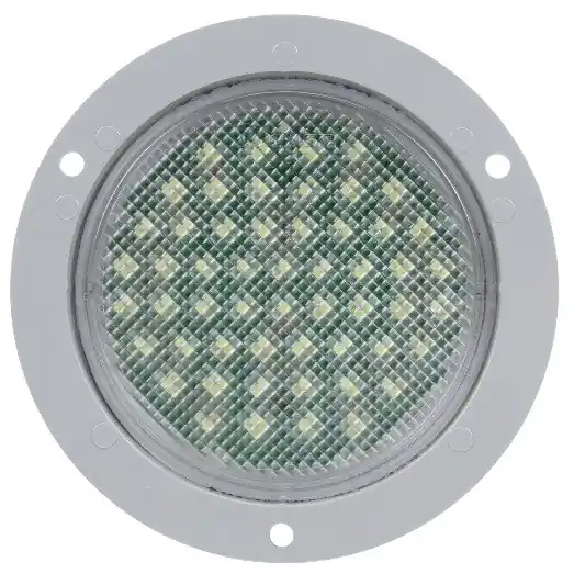Exclusive Offer Truck-Lite 44 Series Clear Round 54 Diode LED Dome Light 12V with Gray Flange Mount Fit N Forget S.S. - 44237C