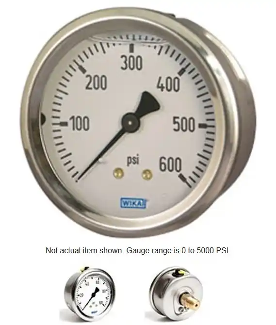 WIKA 0-5000 PSI Pressure Gauge Type 213.53 with SS Case - Center Back Mount - 9767274 Flash Sale