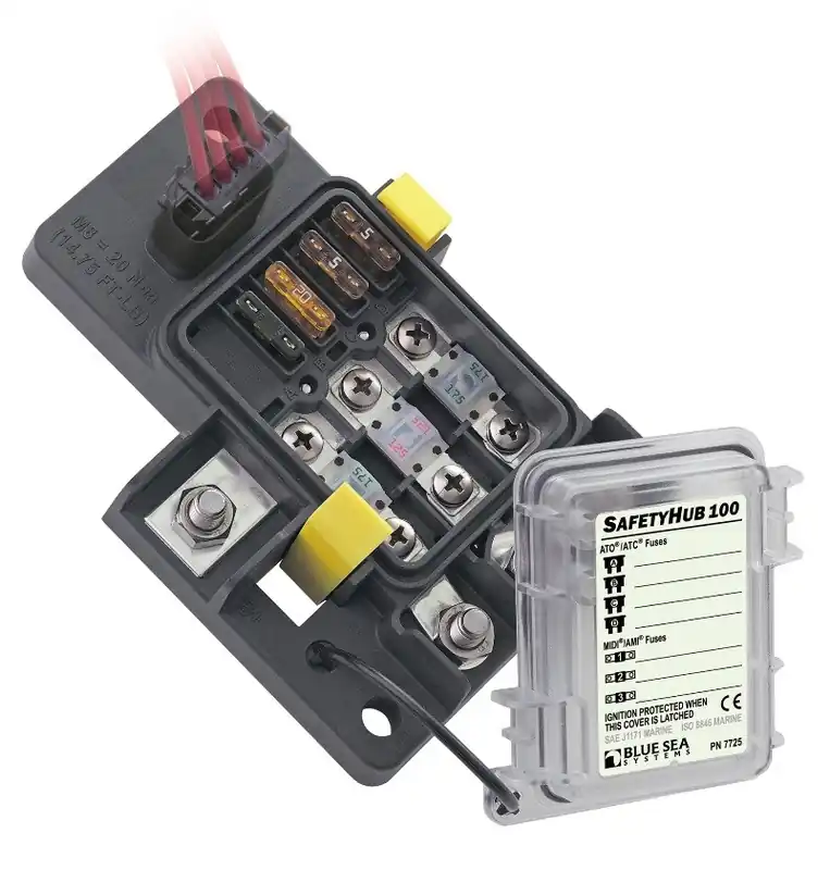 Price Cut Blue Sea Systems SafetyHub 100 7 Circuit Fuse Block 12-32V - 7725