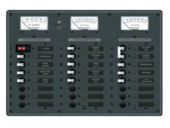 Blue Sea Systems Power Distribution Panel 12/24V DC AC Main Plus 6 Positions/DC Main Plus 15 Positions - 8084 In Demand