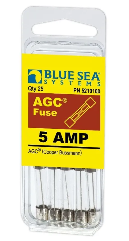 New Arrival Blue Sea Systems AGC 5 Amp Fuse 32V DC - Pack 25 - 5210100