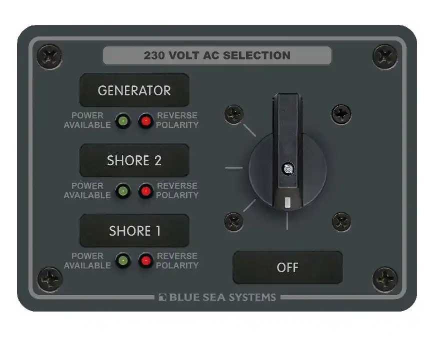 Markdown Blue Sea Systems 2-Pole AC Rotary Switch Panel 30 Ampere 3 Positions/OFF - 8358
