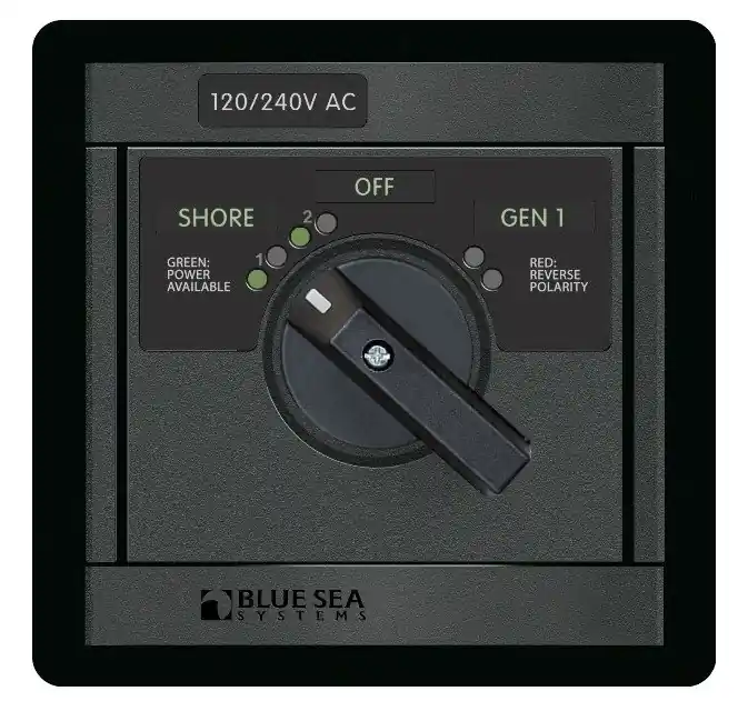 Blue Sea Systems 120/240V AC Rotary Switch Source Selection Panel 65A OFF Plus 2 Sources 2x120V/1x240V - 1480 Instant Buy