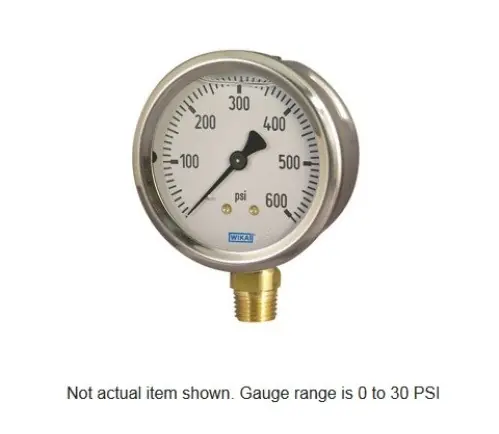 WIKA 0-30 PSI Pressure Gauge Type 213.53 with SS Case - Lower Mount - 9767045 Next Day Delivery