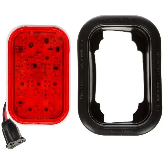 Worldwide Shipping Truck-Lite 45 Series 15 Diode Red Rectangular LED Stop/Turn/Tail Light Kit 12-24V with Black Grommet Mount - 45058R