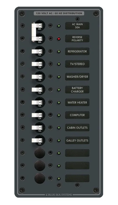 Blue Sea Systems AC Main Plus 11 Positions Power Distribution Panel 120V AC - 8485 One Day Deal