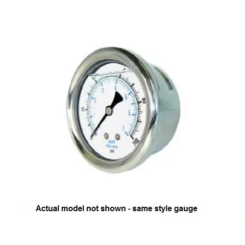 Best Seller PIC 0-160 PSI Glycerine Filled Pressure Gauge 1.5 in. with Stainless Steel Case and 1/8 in. NPT Male - 202L-158F