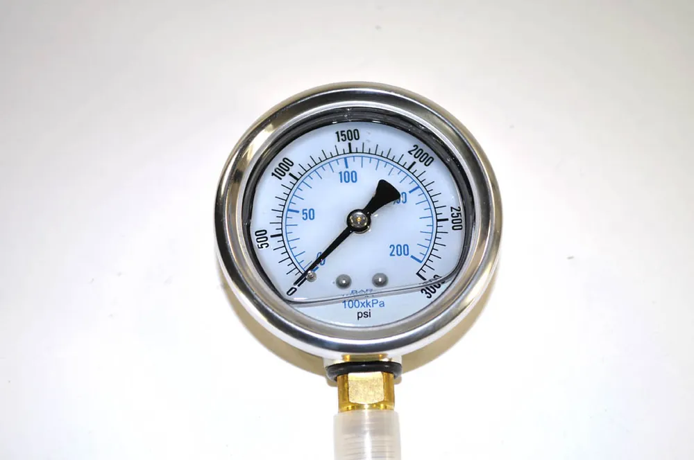 PIC 0-3000 PSI Glycerine Filled Pressure Gauge 2.5 in. with Stainless Steel Case and 1/4 in. NPT Male - 201L-254P Warranty Included