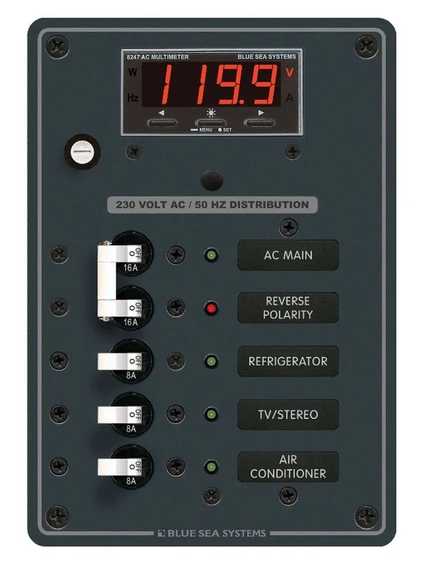 Exclusive Offer Blue Sea Systems European AC Main Power Distribution Panel 230V AC with 3 Positions - 8505