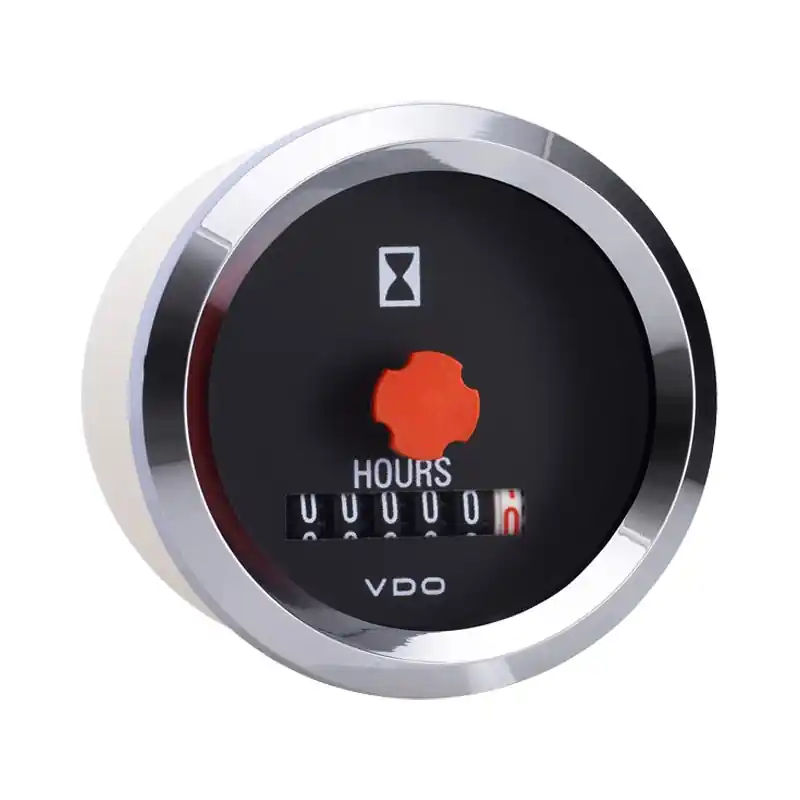 VDO 2-1/16 in. Vision Chrome 100K Hours Non Illuminated Hourmeter 12V - 331 955 Direct From Manufacturer