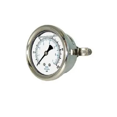 PIC 0-1000 PSI Glycerine Filled Pressure Gauge 2 in. with Stainless Steel Case and 1/4 in. NPT Male - 203L-204M One Day Deal