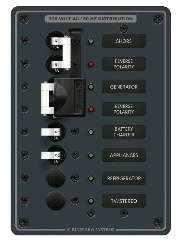 Cheap Blue Sea Systems European Source Selector Panel 230V AC AC 2 Sources Plus 4 Positions - 8567